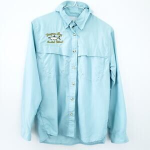 Women's Fishing Long Sleeve Shirt Vented Blue Top Outdoors Hiking Size SMALL